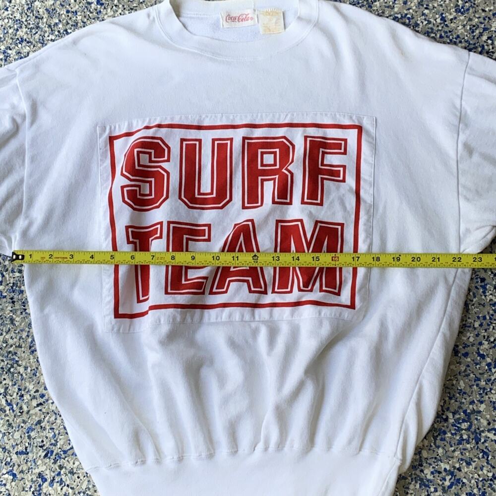 RARE VTG Coca-Cola White Crew Neck Shirt Pullover Surf Team Yacht Club Sz Large - Picture 10 of 11